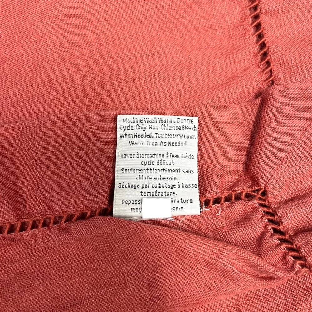 Pottery Barn 4‎ Pc. Square Terracotta 100% Linen Hemstitch Placemats 22